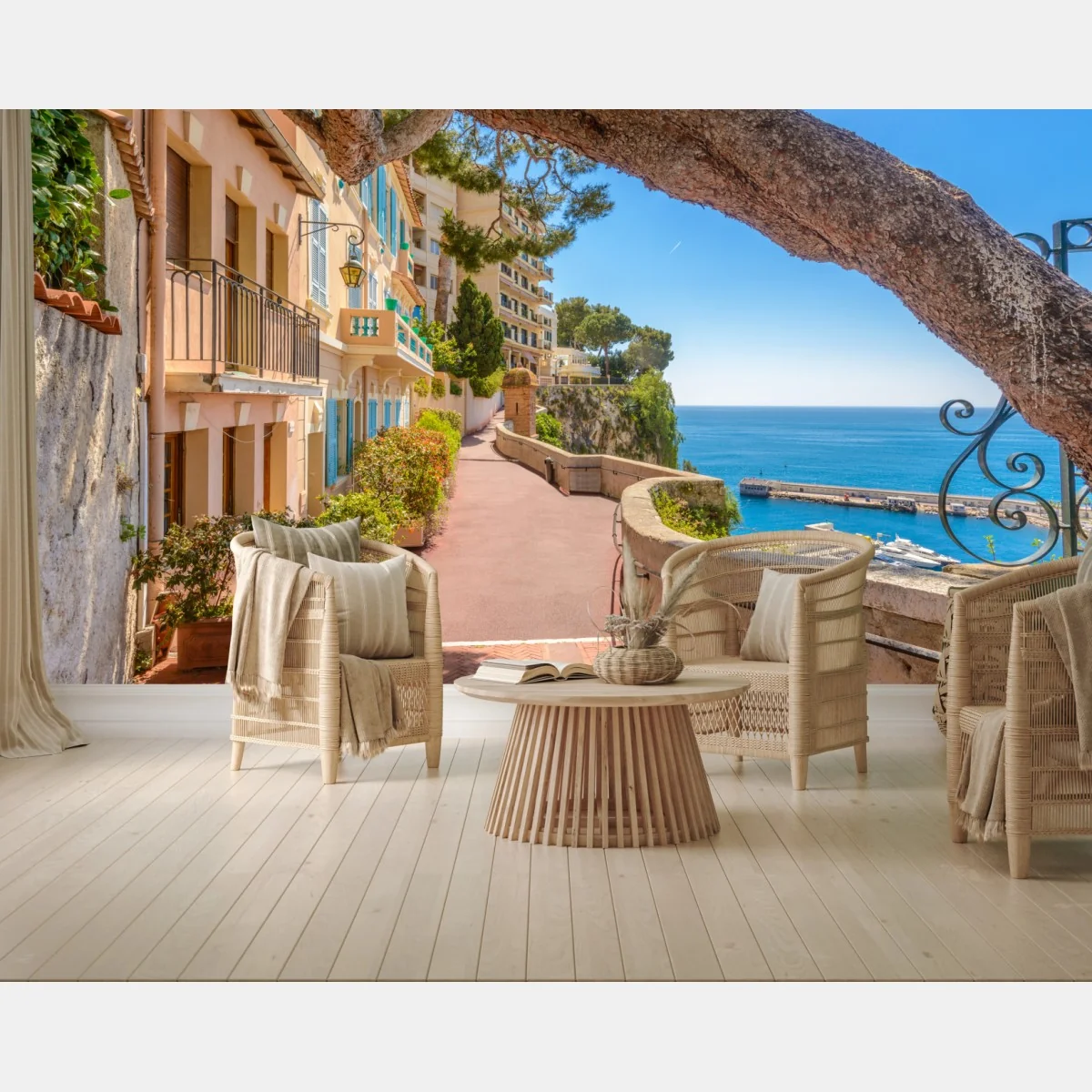 Fototapete Monaco küstenpromenade mit meerblick – Wallnifity®