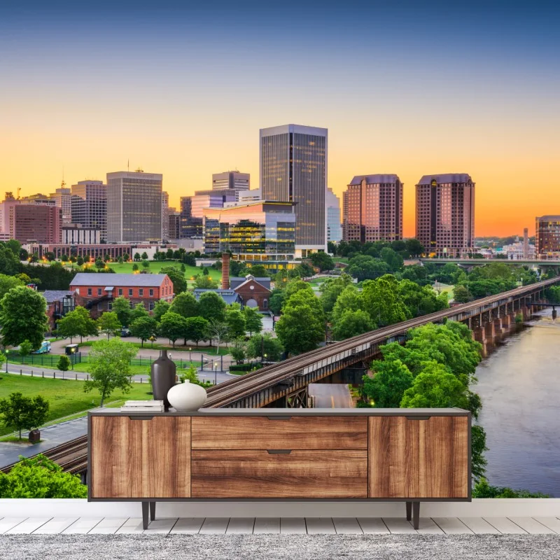 Fototapete Richmond skyline bei sonnenuntergang