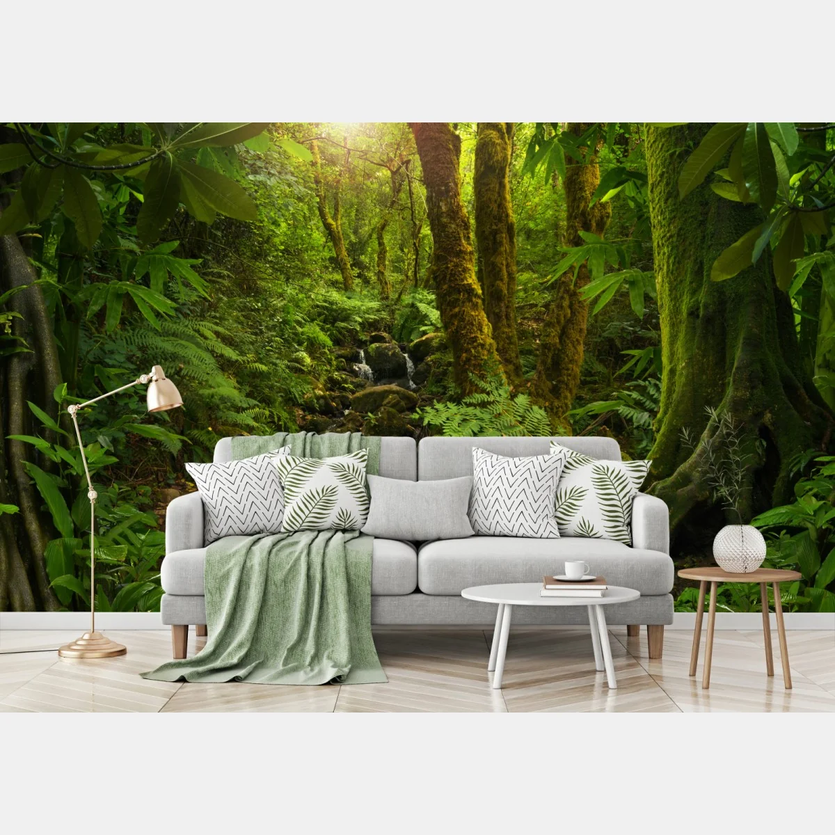 Fototapete moosiger waldbach im sonnenlicht – Wallnifity® Fototapete moosiger waldbach im sonnenlicht – Wallnifity®