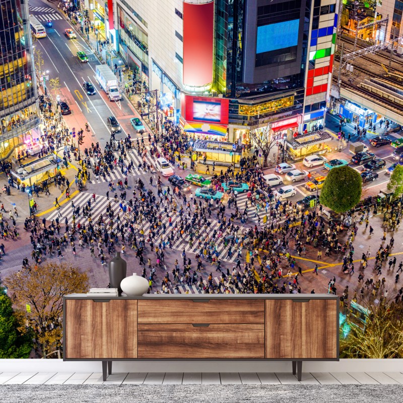 Fototapete Shibuya nächtliche kreuzung