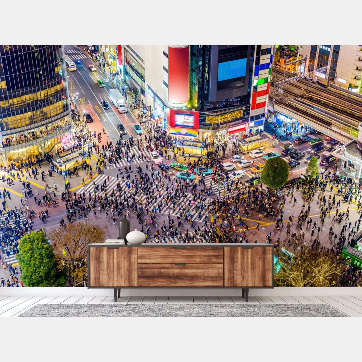 Fototapete Shibuya nächtliche kreuzung – Wallnifity®