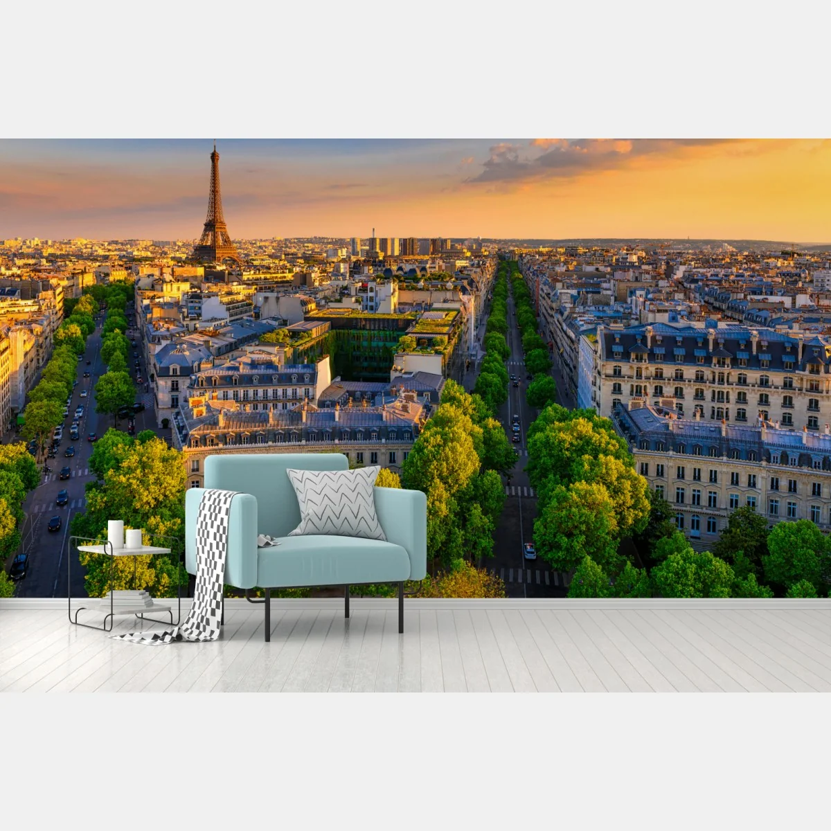 Fototapete sonnenuntergang über Paris mit Eiffelturm – Wallnifity® Fototapete sonnenuntergang über Paris mit Eiffelturm – Wallnifity®