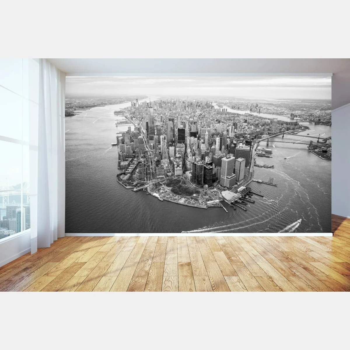 Fototapete Manhattan skyline aus der luft – Wallnifity® Fototapete Manhattan skyline aus der luft – Wallnifity®