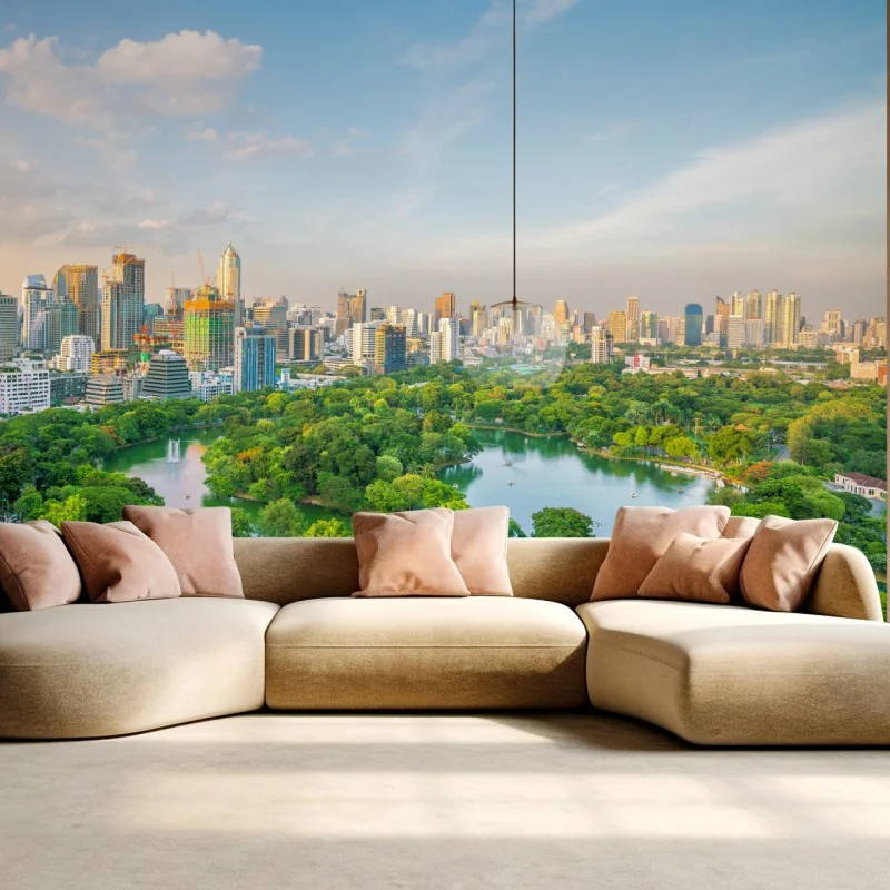 Fototapete Bangkok skyline über dem Lumpini Park