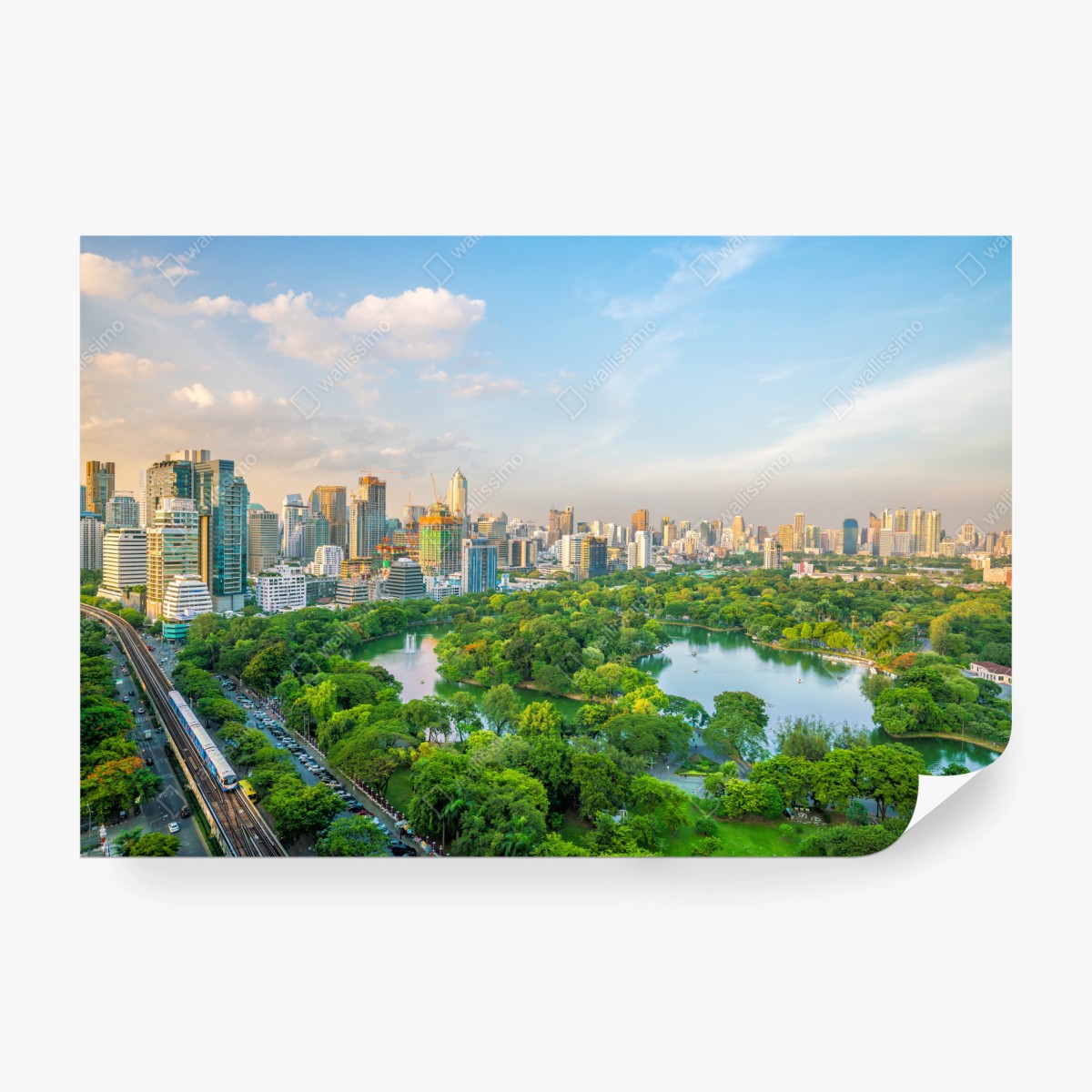 Fototapete Bangkok skyline über dem Lumpini Park – Wallnifity® Fototapete Bangkok skyline über dem Lumpini Park – Wallnifity®
