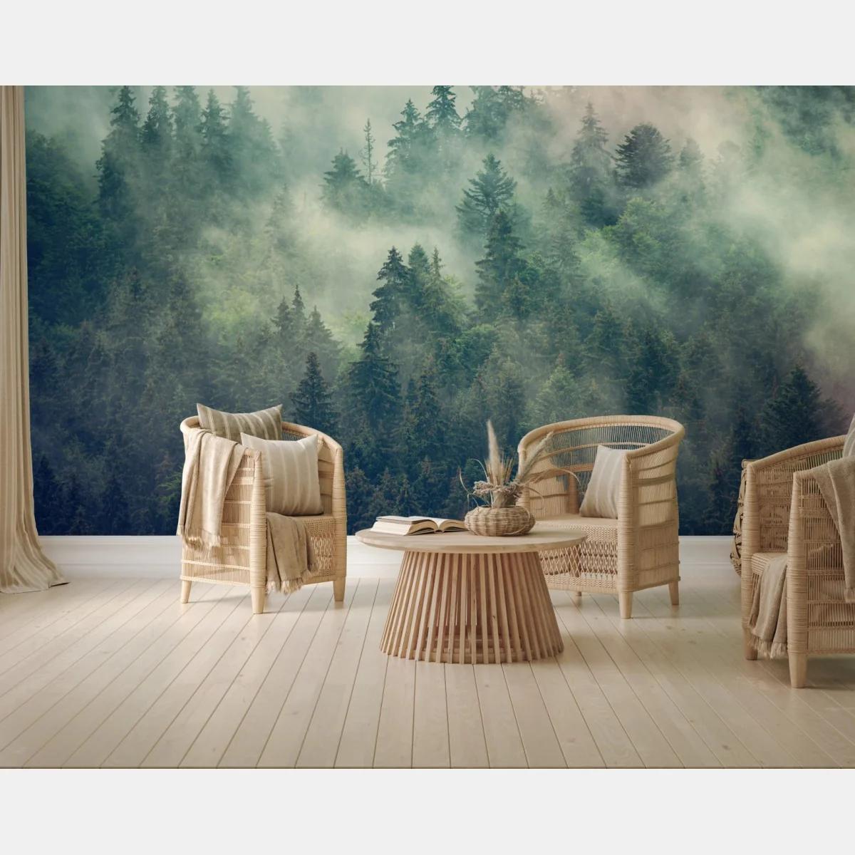 Fototapete nebliger immergrüner wald – Wallnifity® Fototapete nebliger immergrüner wald – Wallnifity®