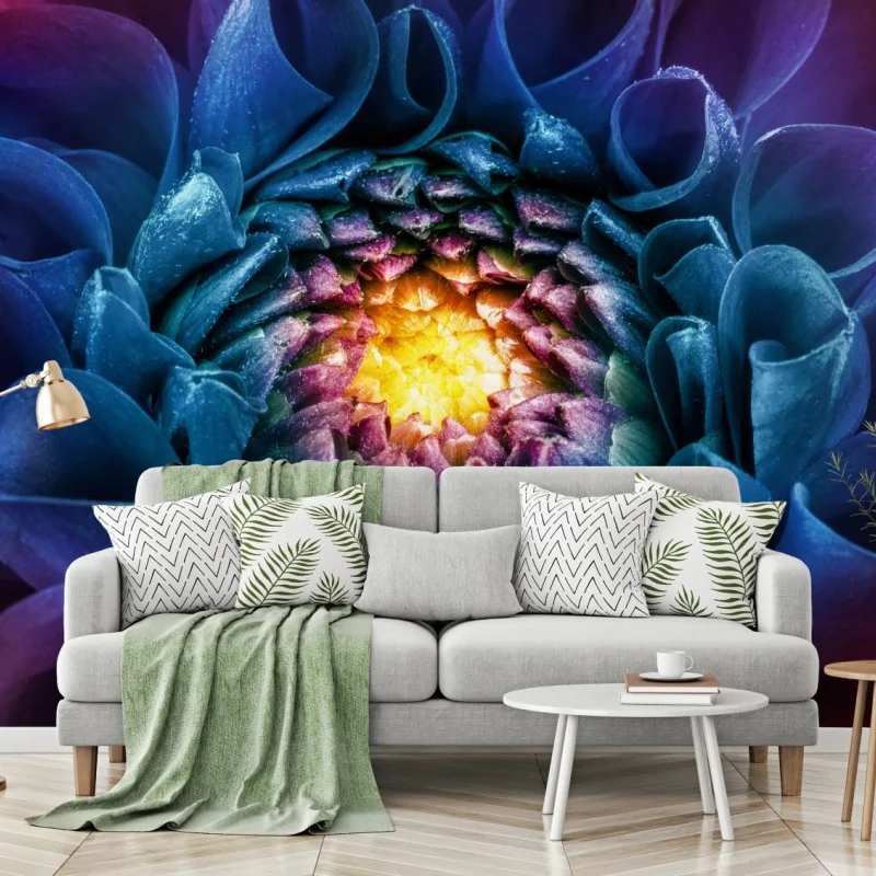 Fototapete leuchtende blaue chrysantheme nahaufnahme – Wallnifity®