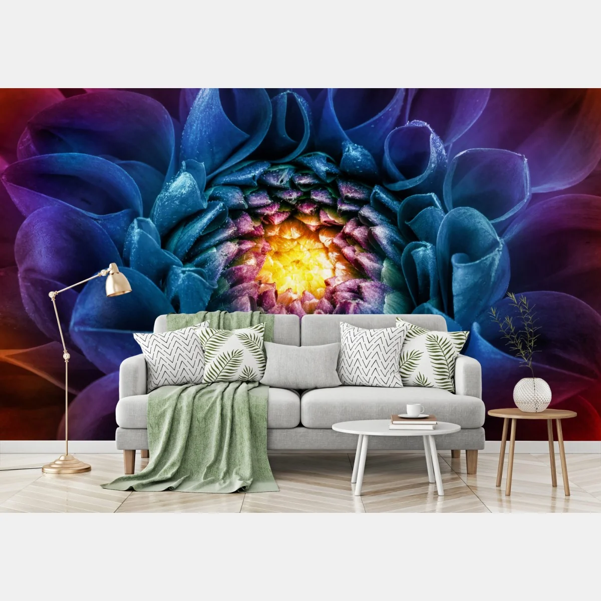 Fototapete leuchtende blaue chrysantheme nahaufnahme – Wallnifity®