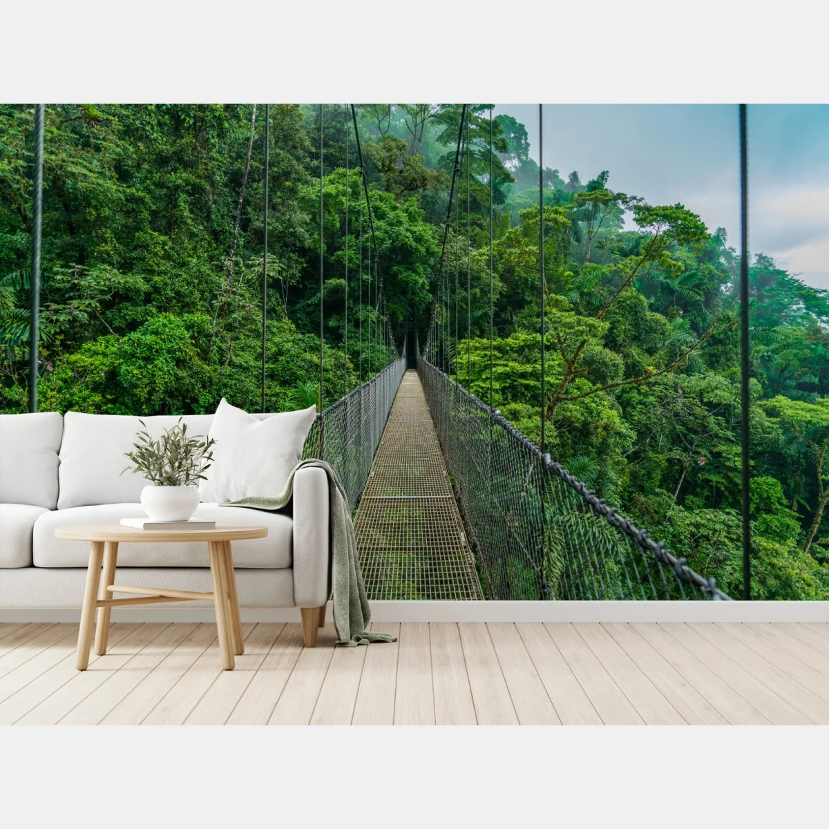 Fototapete hängende brücke im dichten dschungel – Wallnifity® Fototapete hängende brücke im dichten dschungel – Wallnifity®