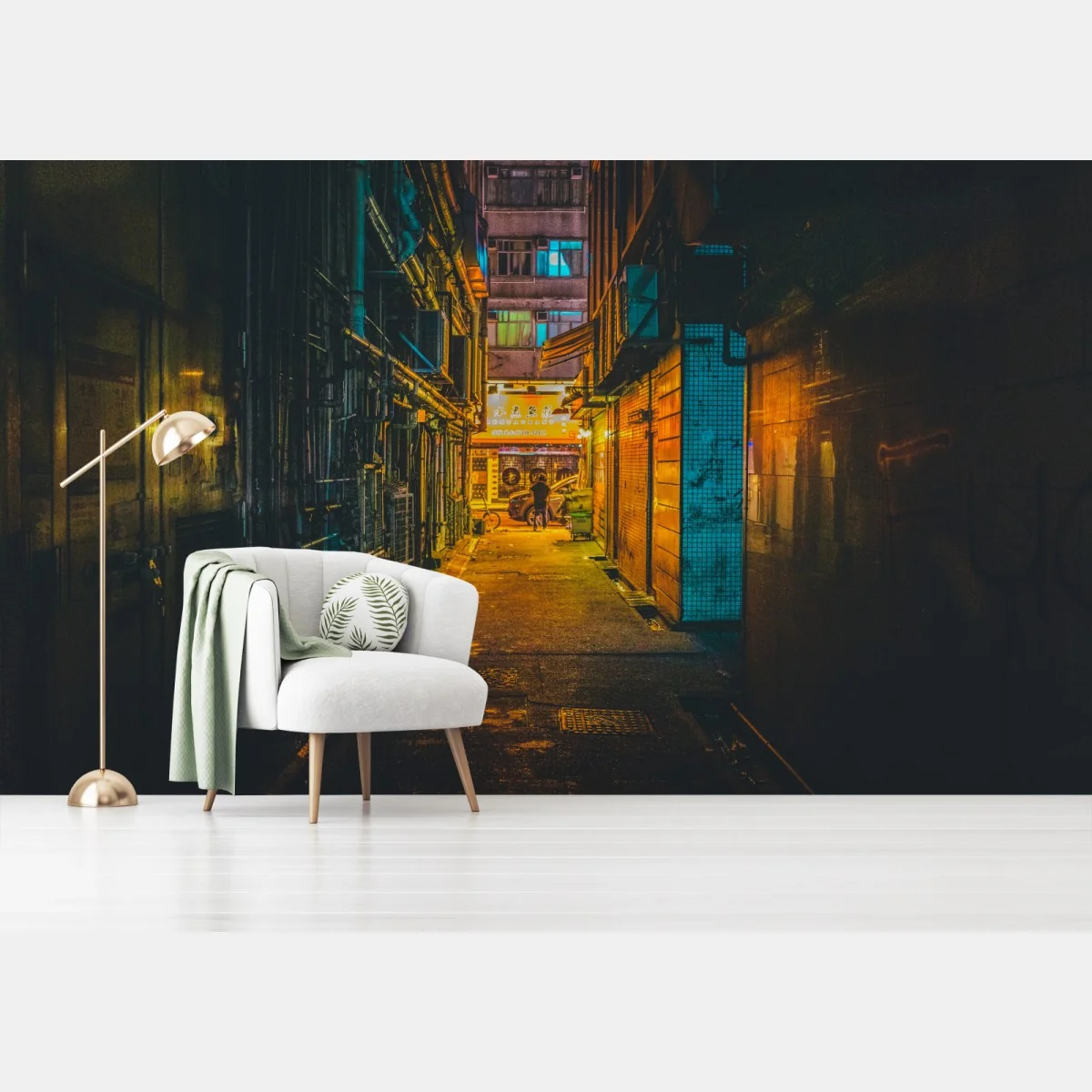 Fototapete Hongkong neon-gasse bei nacht – Wallnifity® Fototapete Hongkong neon-gasse bei nacht – Wallnifity®