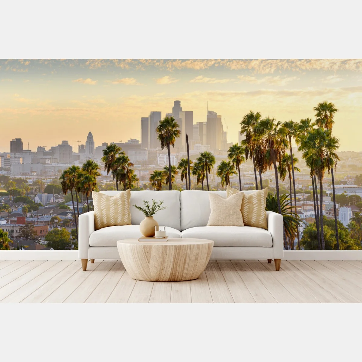 Fototapete goldene Los Angeles skyline mit palmen – Wallnifity®
