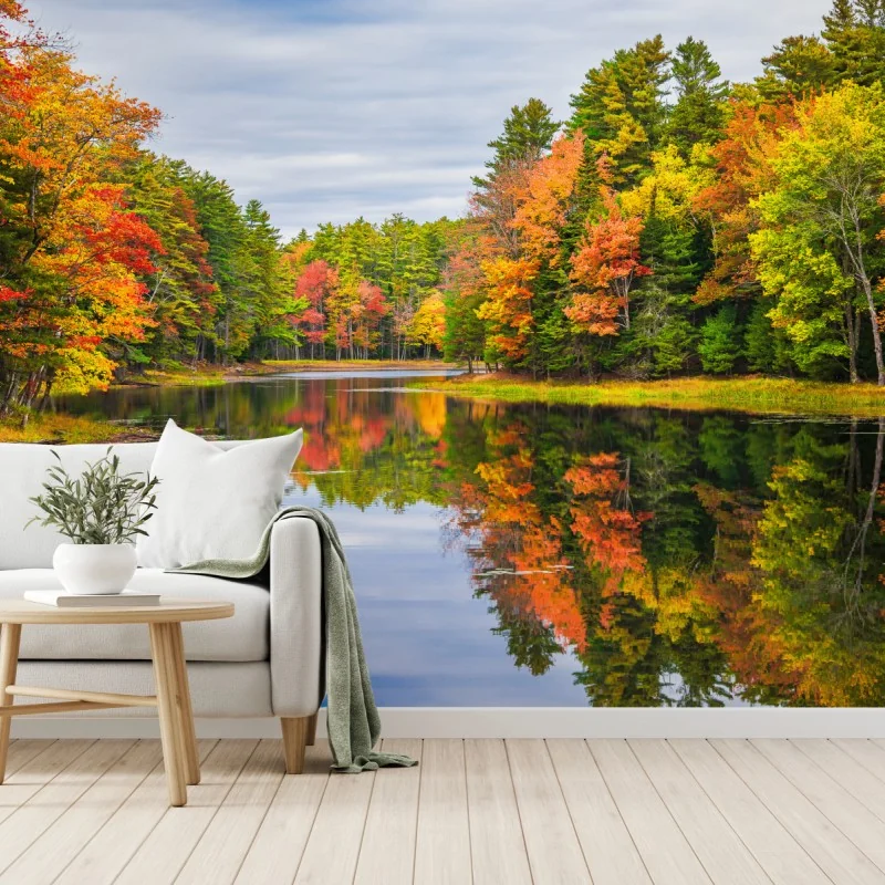 Fototapete herbstliche spiegelungen in Neuengland – Wallnifity® Fototapete herbstliche spiegelungen in Neuengland – Wallnifity®