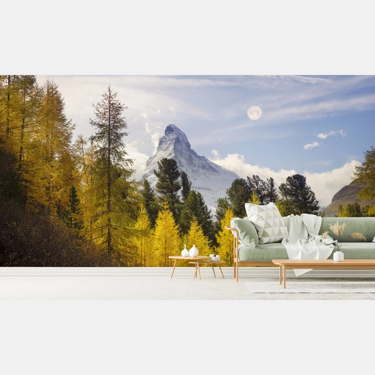 Fototapete goldene lärchen und Matterhorn – Wallnifity®