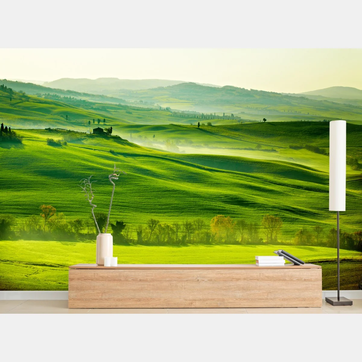 Fototapete sonnige sanft hügelnde landschaft der Toskana – Wallnifity®