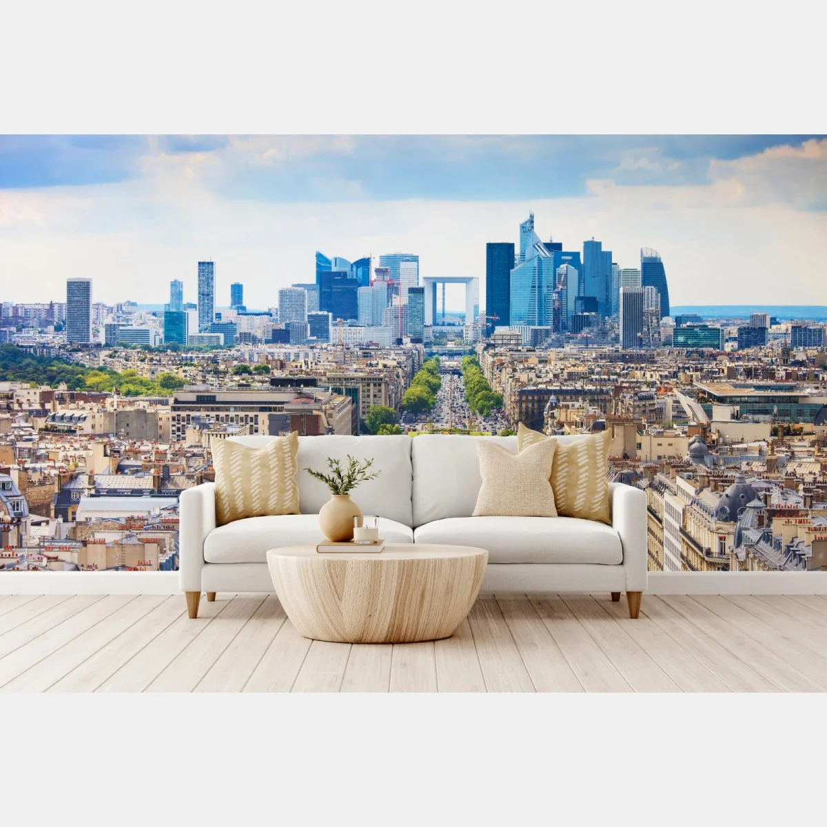 Fototapete Paris skyline über baumgesäumter avenue – Wallnifity® Fototapete Paris skyline über baumgesäumter avenue – Wallnifity®