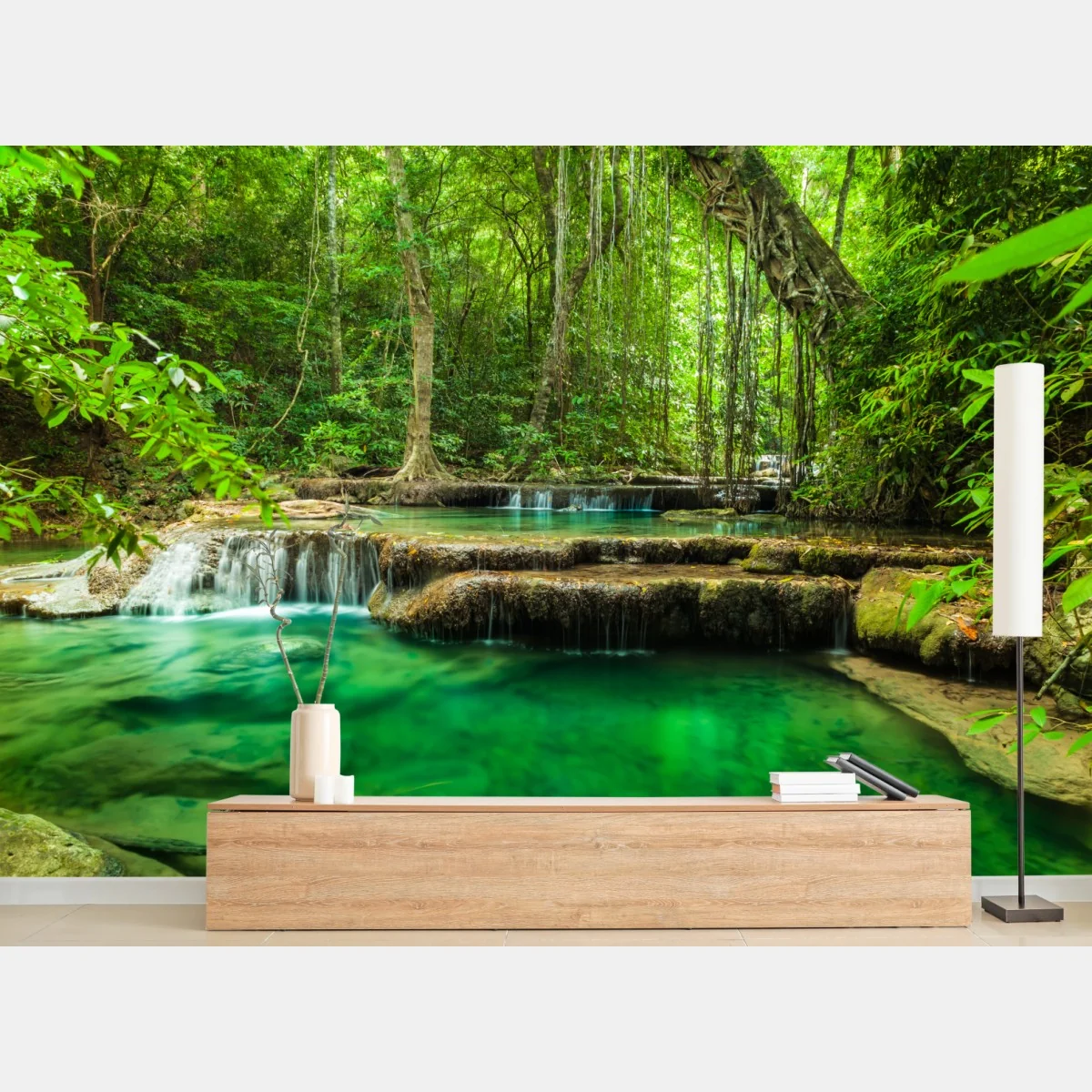 Fototapete ruhige türkisbecken am wasserfall Erawan – Wallnifity® Fototapete ruhige türkisbecken am wasserfall Erawan – Wallnifity®