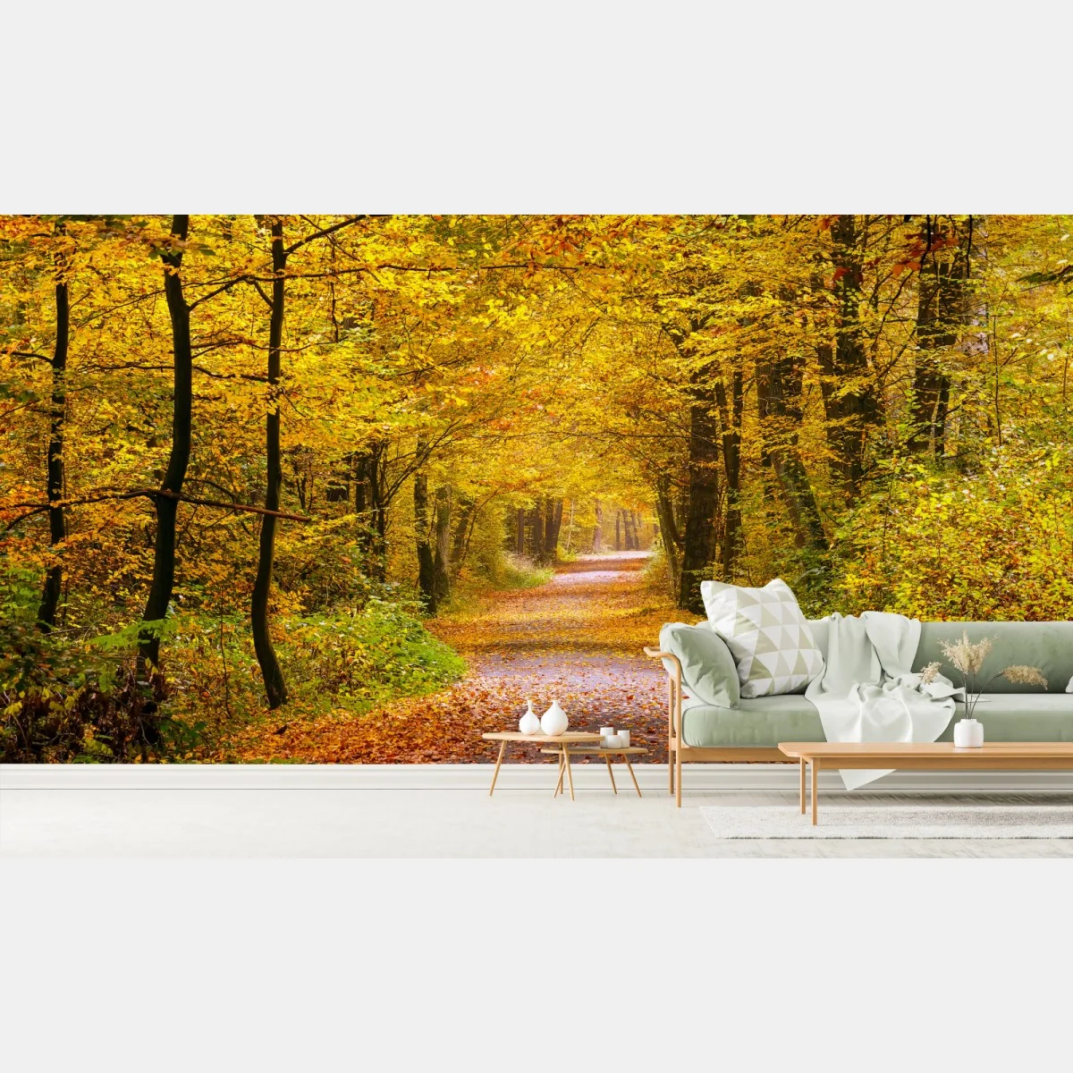 Fototapete goldener herbstwaldweg – Wallnifity® Fototapete goldener herbstwaldweg – Wallnifity®