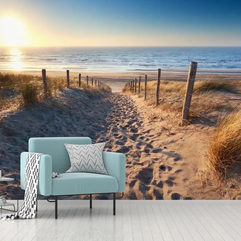 Fototapete sonnenuntergangspfad zum meer in Zandvoort