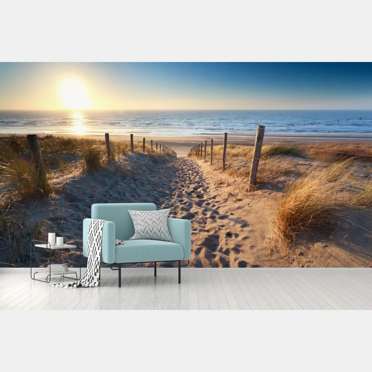 Fototapete sonnenuntergangspfad zum meer in Zandvoort – Wallnifity® Fototapete sonnenuntergangspfad zum meer in Zandvoort – Wallnifity®