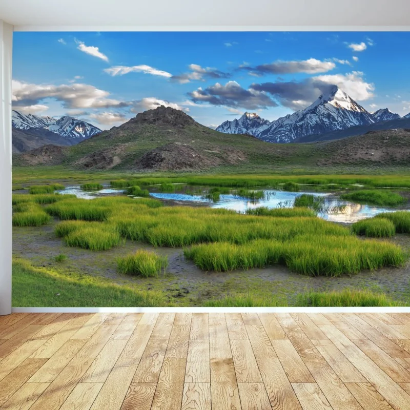 Fototapete ruhiger bergsee im Himalaya im sommer – Wallnifity® Fototapete ruhiger bergsee im Himalaya im sommer – Wallnifity®