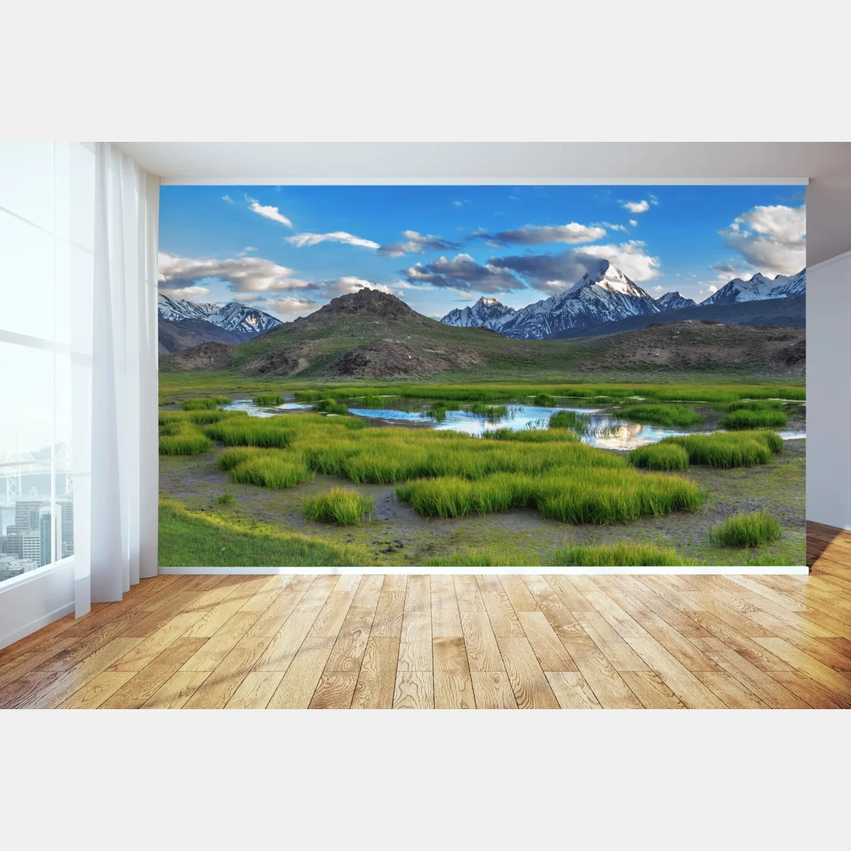 Fototapete ruhiger bergsee im Himalaya im sommer – Wallnifity® Fototapete ruhiger bergsee im Himalaya im sommer – Wallnifity®