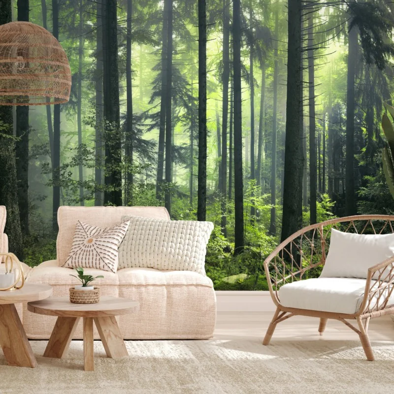 Fototapete mystischer grüner frühlingswald – Wallnifity® Fototapete mystischer grüner frühlingswald – Wallnifity®