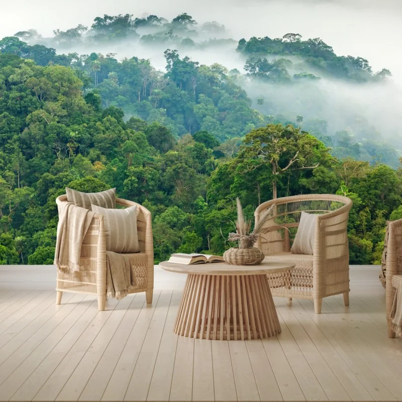 Fototapete morgendlicher nebel über dem wald von Kaeng Krachan – Wallnifity® Fototapete morgendlicher nebel über dem wald von Kaeng Krachan – Wallnifity®