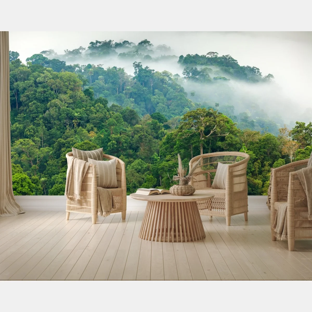 Fototapete morgendlicher nebel über dem wald von Kaeng Krachan – Wallnifity® Fototapete morgendlicher nebel über dem wald von Kaeng Krachan – Wallnifity®