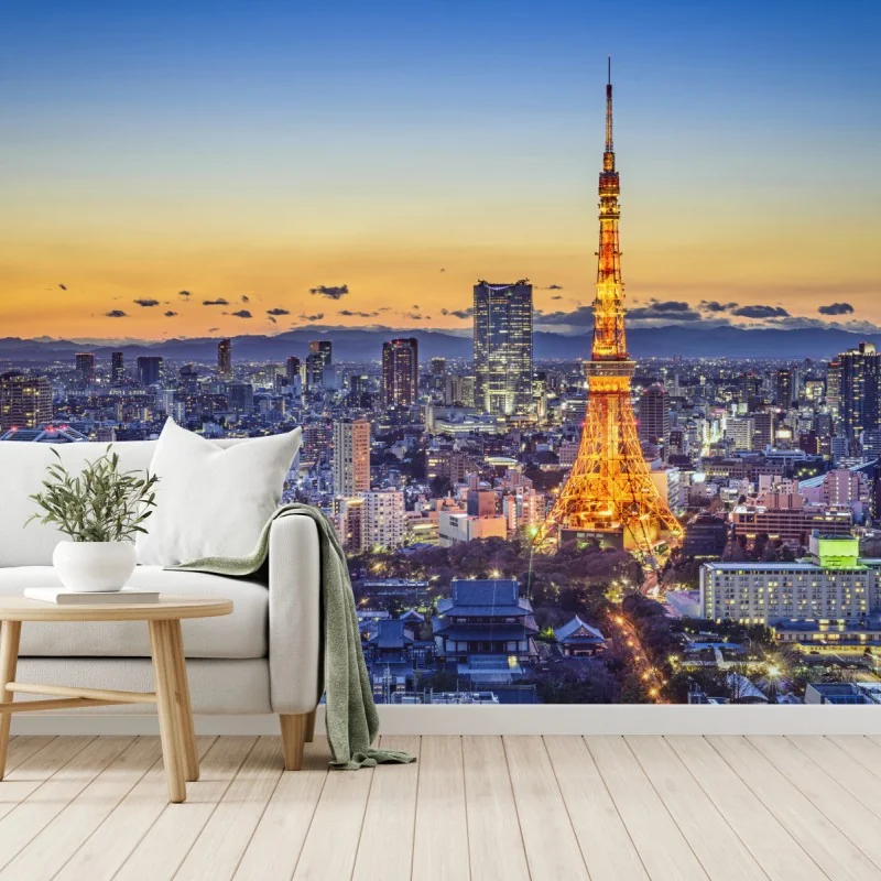 Fototapete Tokyo Tower bei dämmerung