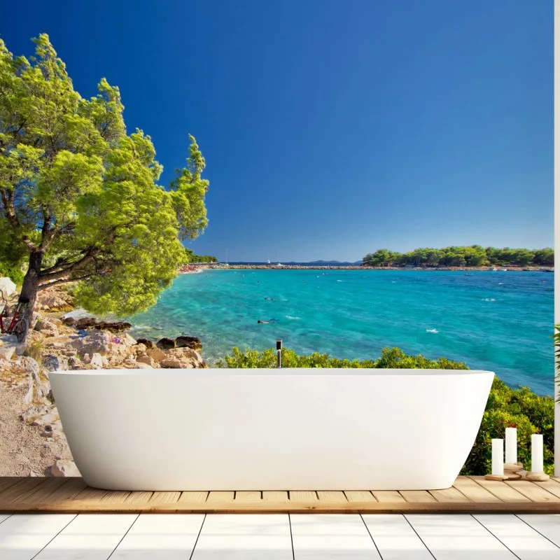 Fototapete idyllischer türkisfarbener strand auf der Insel Murter