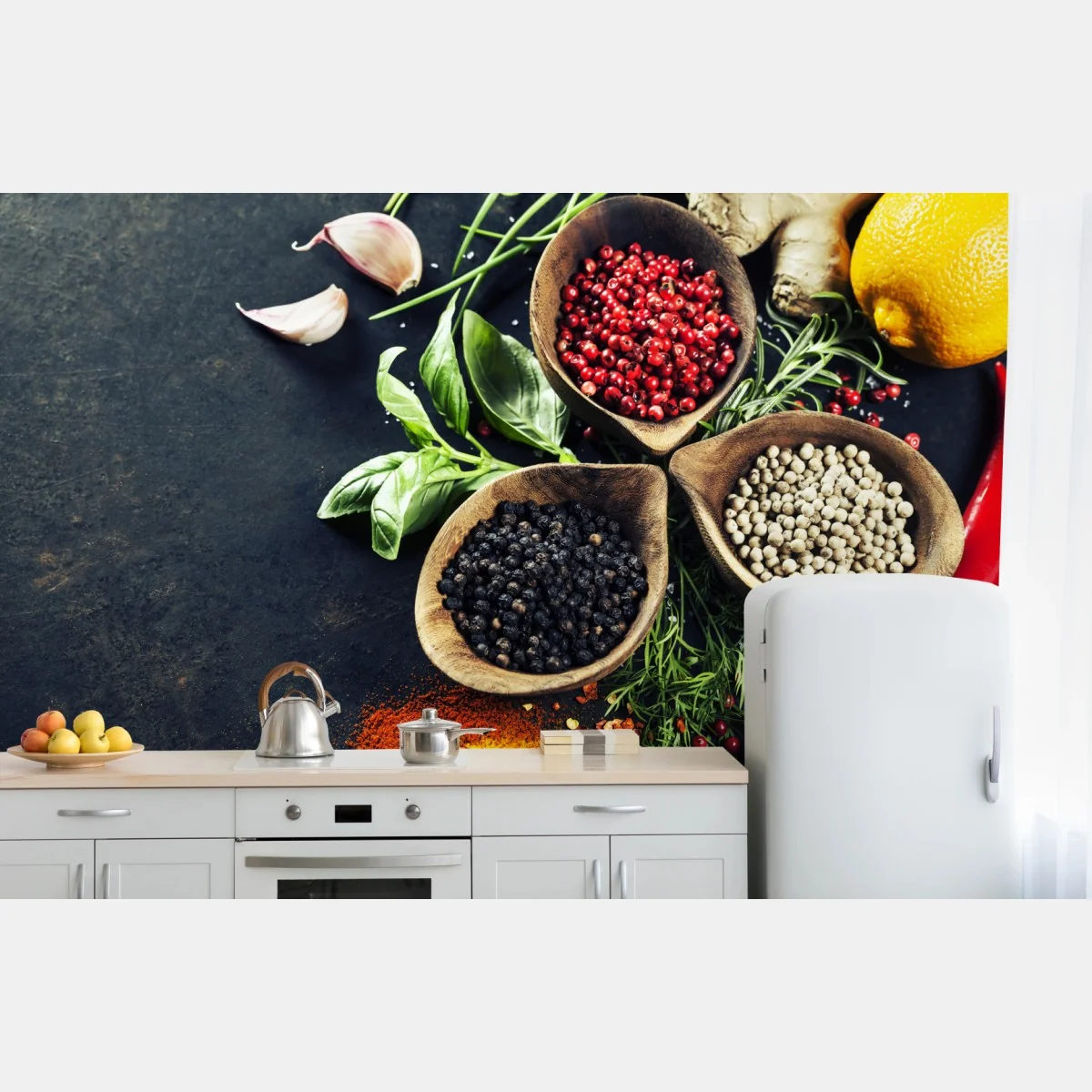 Fototapete lebendige gewürze und frische kräuter – Wallnifity®