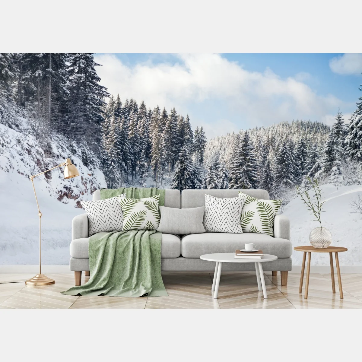 Fototapete winterstraße durch verschneiten nadelwald – Wallnifity® Fototapete winterstraße durch verschneiten nadelwald – Wallnifity®