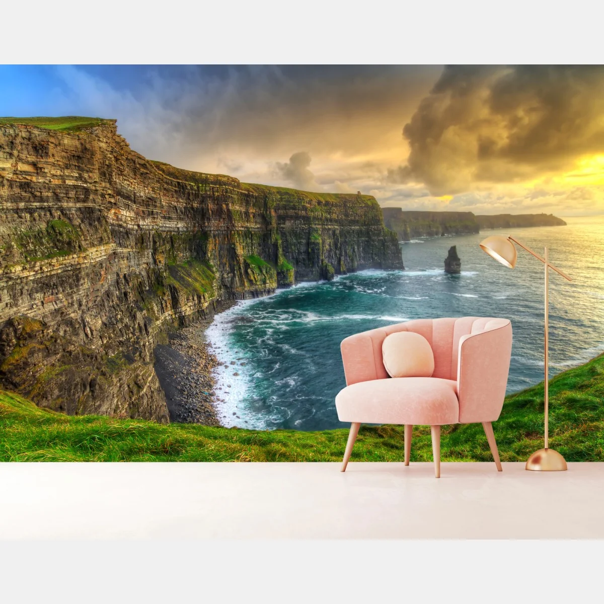 Fototapete dramatische küstenklippen bei sonnenuntergang – Wallnifity® Fototapete dramatische küstenklippen bei sonnenuntergang – Wallnifity®