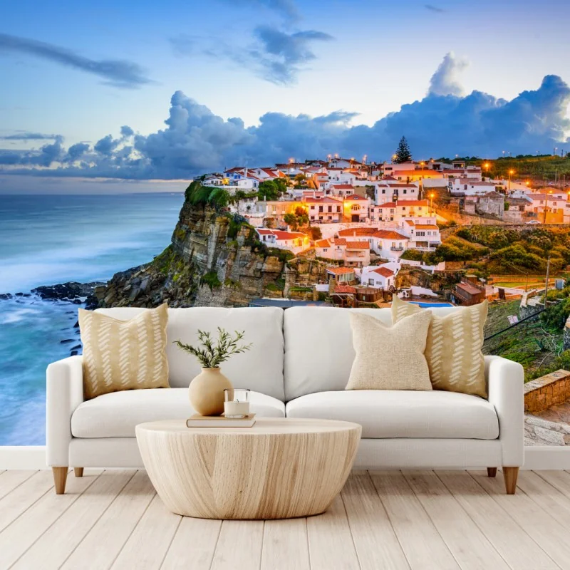 Fototapete Azenhas do Mar küstendorf auf der klippe, Portugal