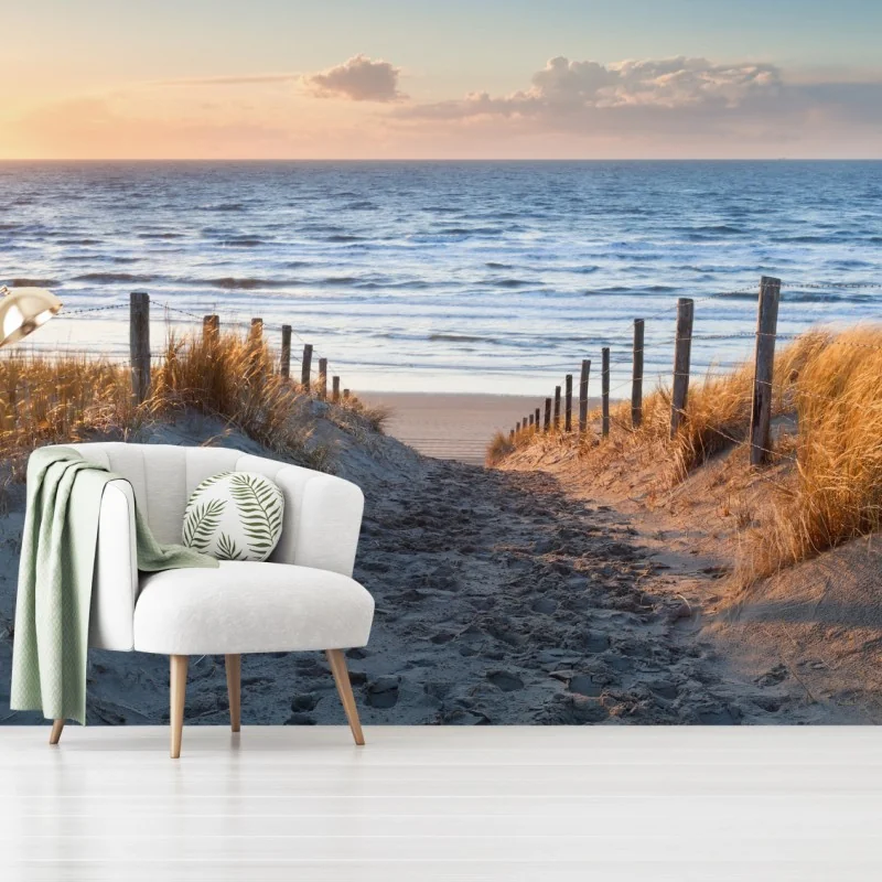Fototapete sonnenuntergangspfad zur Nordsee, Holland