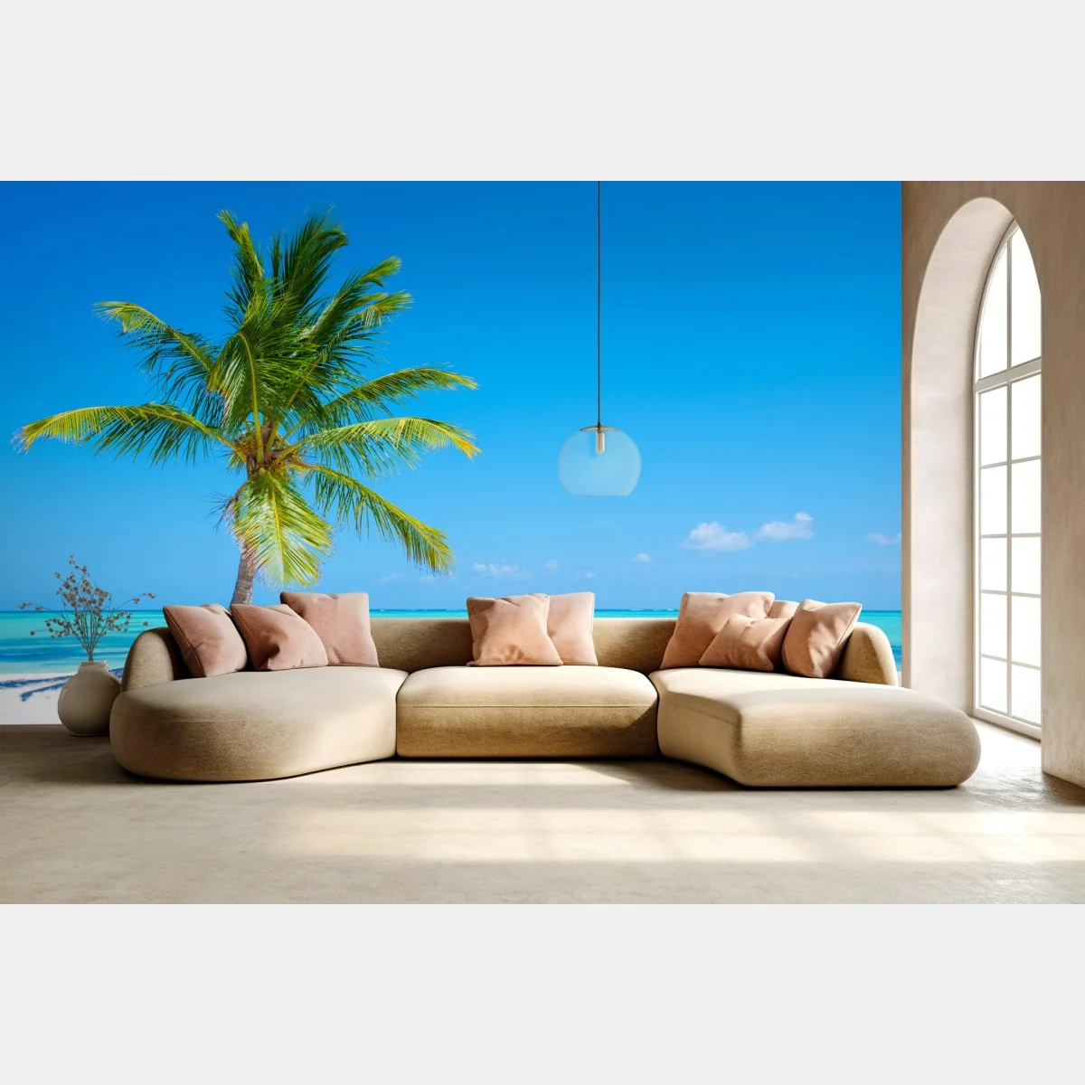 Fototapete tropische palme am weißen sandstrand – Wallnifity®