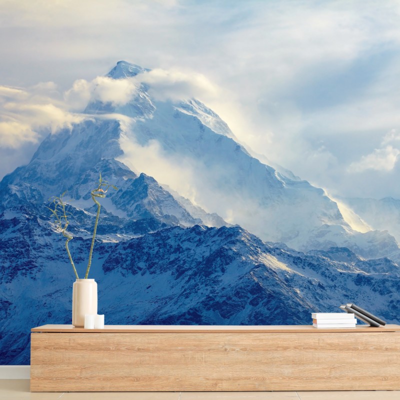 Fototapete majestätischer schneebedeckter berggipfel