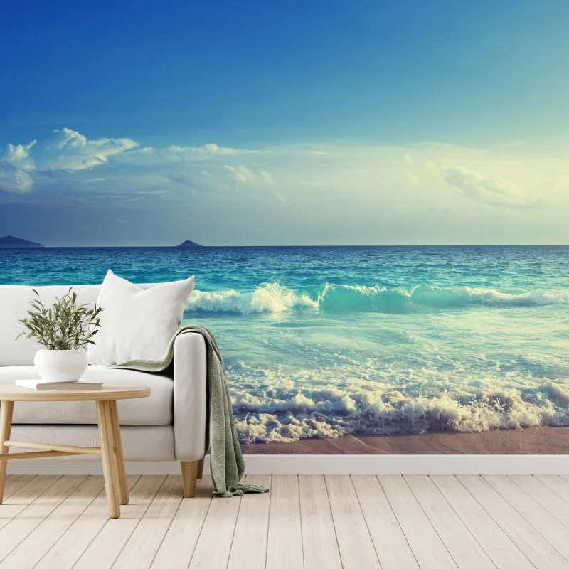 Fototapete strand auf den Seychellen bei sonnenuntergang – Wallnifity® Fototapete strand auf den Seychellen bei sonnenuntergang – Wallnifity®