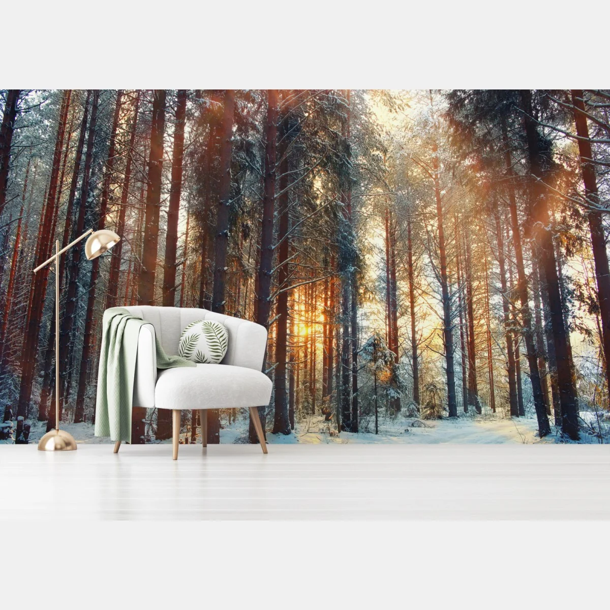 Fototapete winterwald im morgendlichen licht – Wallnifity® Fototapete winterwald im morgendlichen licht – Wallnifity®