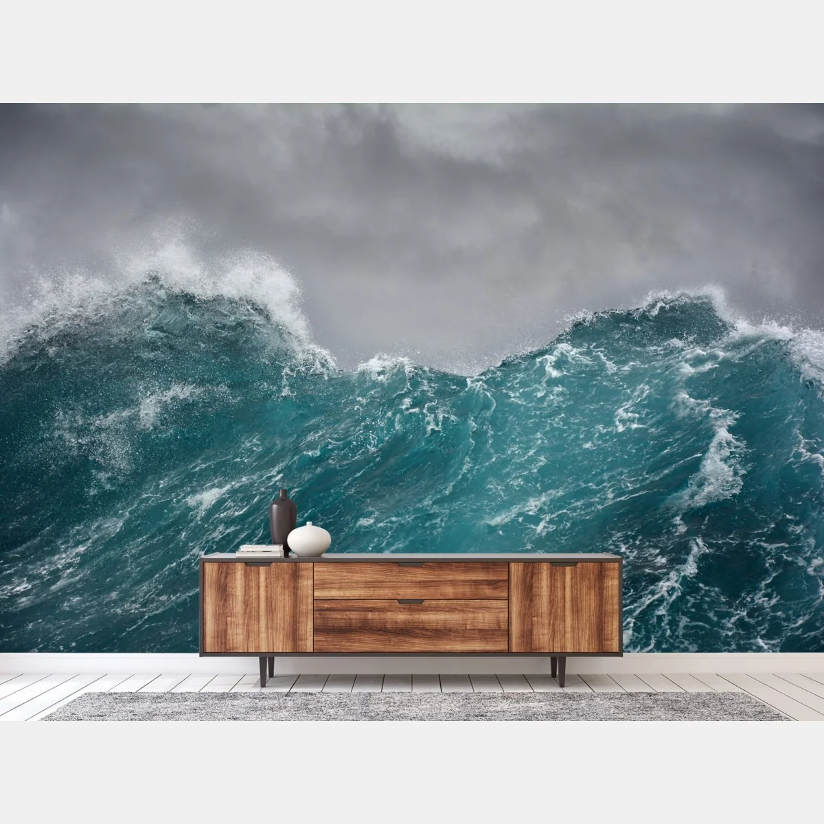 Fototapete turbulente türkisfarbene ozeanwellen – Wallnifity®