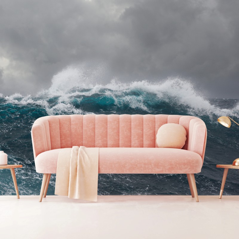 Fototapete stürmisches meer mit brechenden wellen