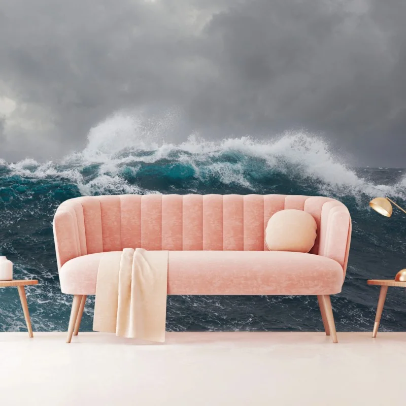 Fototapete stürmisches meer mit brechenden wellen