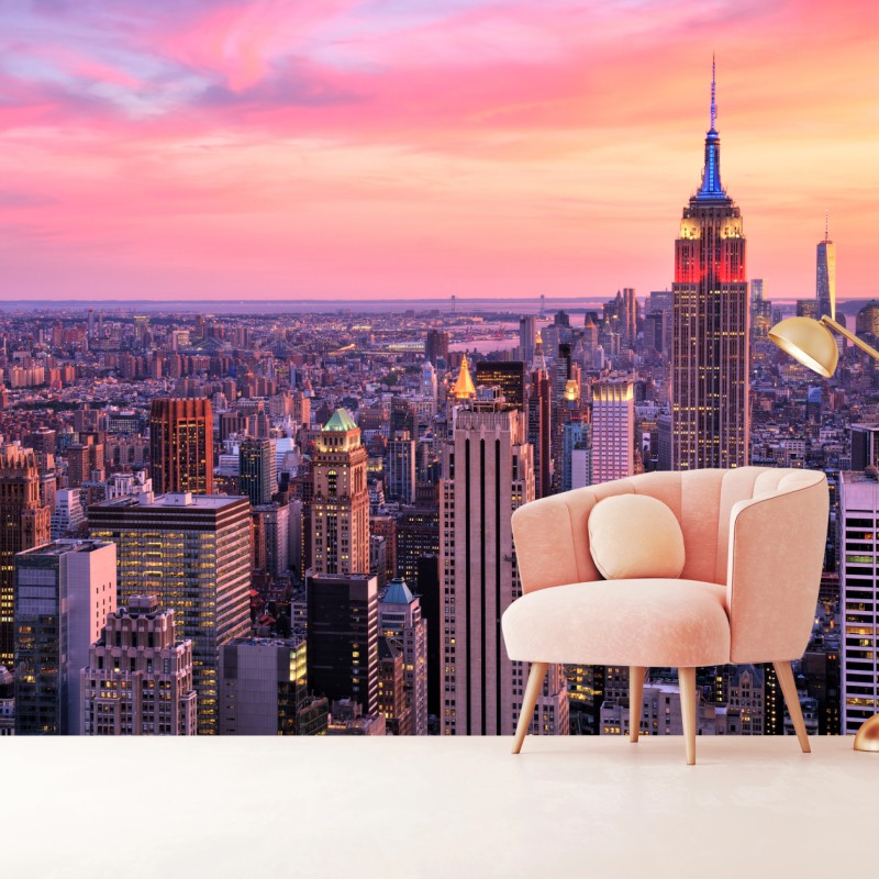 Fototapete New York skyline bei sonnenuntergang