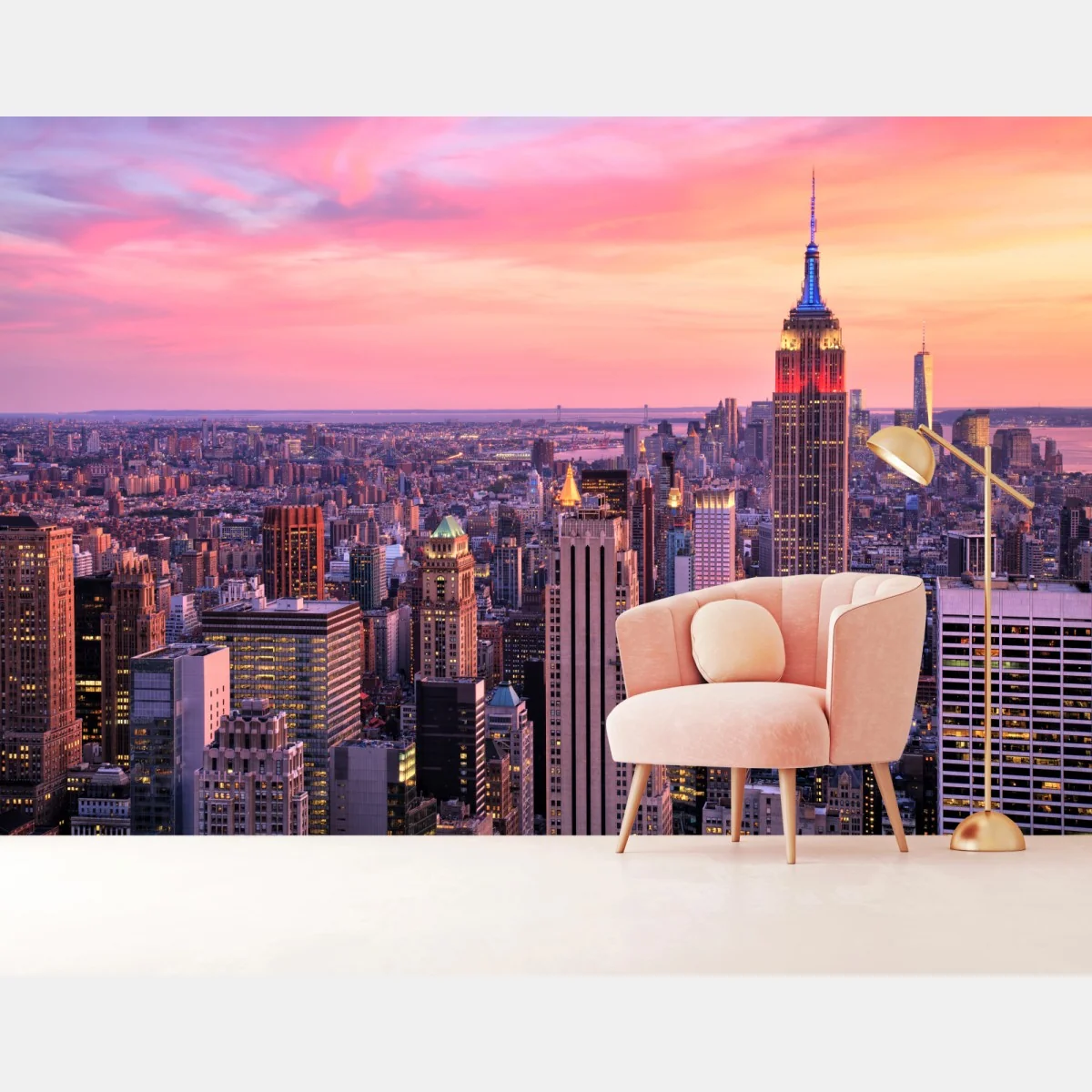 Fototapete New York skyline bei sonnenuntergang – Wallnifity®