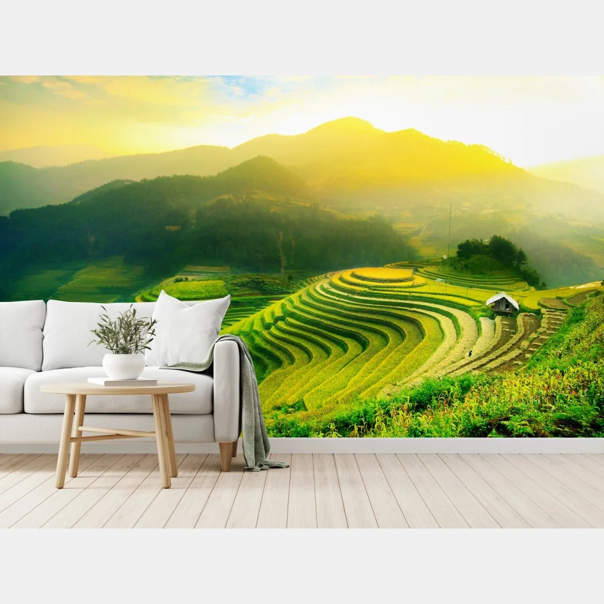 Fototapete goldene reisterrassen im morgenlicht – Wallnifity® Fototapete goldene reisterrassen im morgenlicht – Wallnifity®