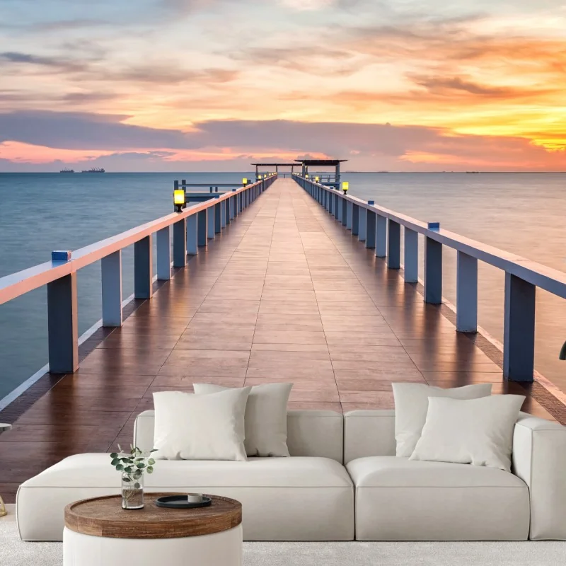 Fototapete seebrücke bei sonnenuntergang