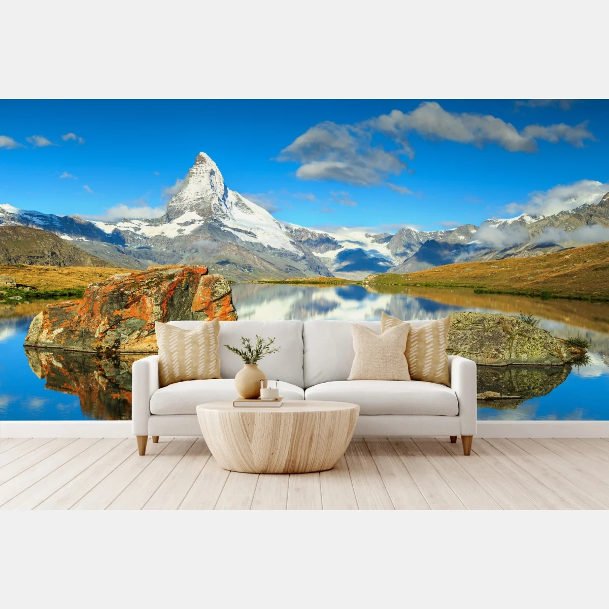 Fototapete spiegelung des Matterhorns über einem alpinen see – Wallnifity®