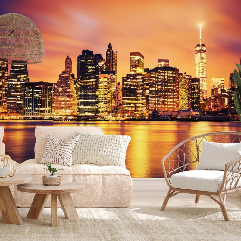 Fototapete New York skyline bei sonnenuntergang