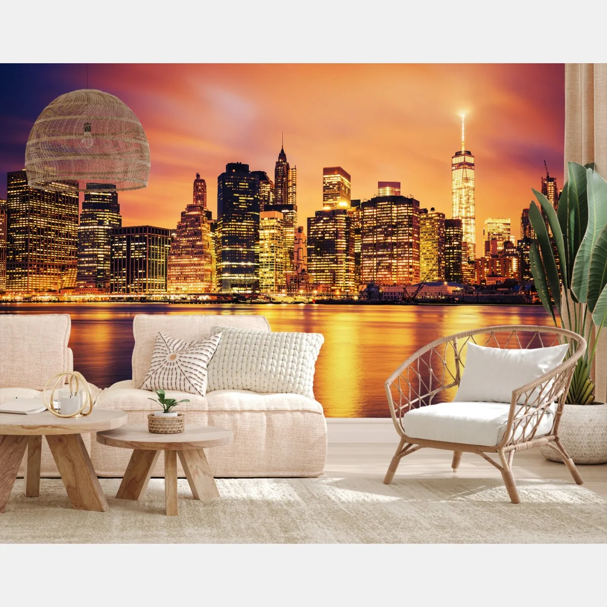 Fototapete New York skyline bei sonnenuntergang – Wallnifity® Fototapete New York skyline bei sonnenuntergang – Wallnifity®