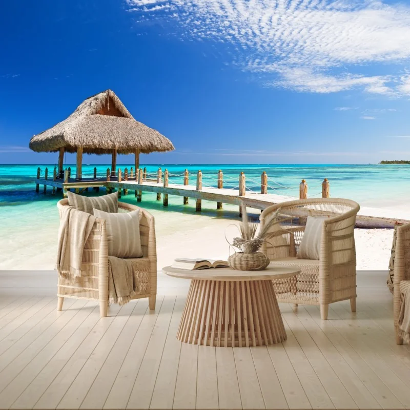 Fototapete ruhiger strandsteg in Cap Cana – Wallnifity® Fototapete ruhiger strandsteg in Cap Cana – Wallnifity®